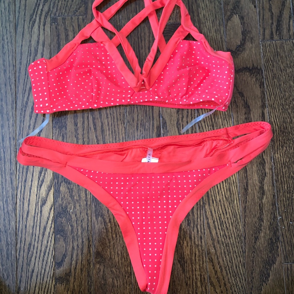 Red/Coral Mesh Vitamin A Bikini